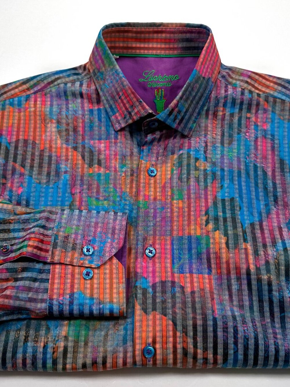 Luchiano Visconti Men's M Colorful Stripe Long Sleeve Shirt